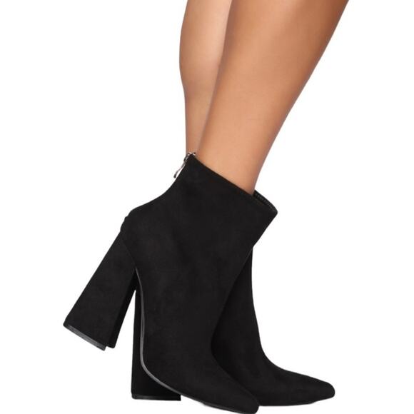 Fashion Nova | Cheryl Patent Leather Textured Reptile Chunky Heel Booties - Picture 11 of 11